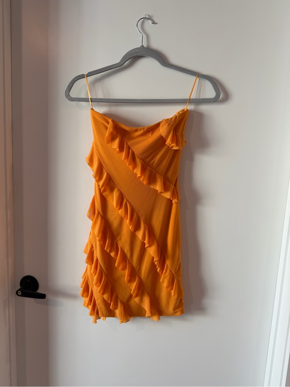 Orange Ruffle Slip Dress - Boutique - Picture 3 of 3
